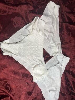 *3 Pairs* White Logo-Text Satin Strappy Panties - PINK Victoria's Secret Large